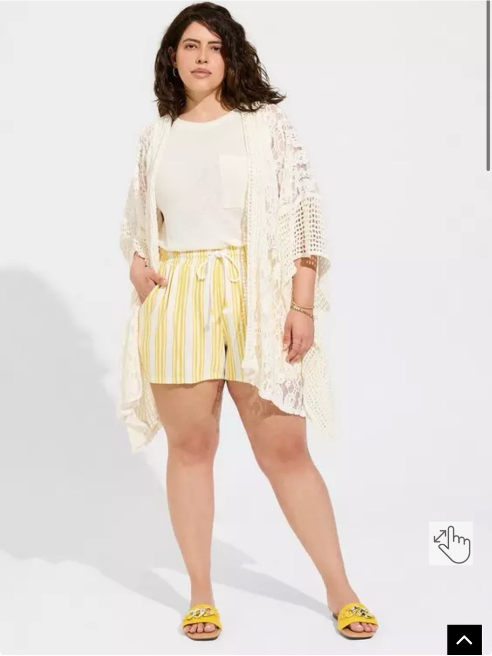 torrid Mixed Lace And Pointelle Poncho Kimono Cover up ivory